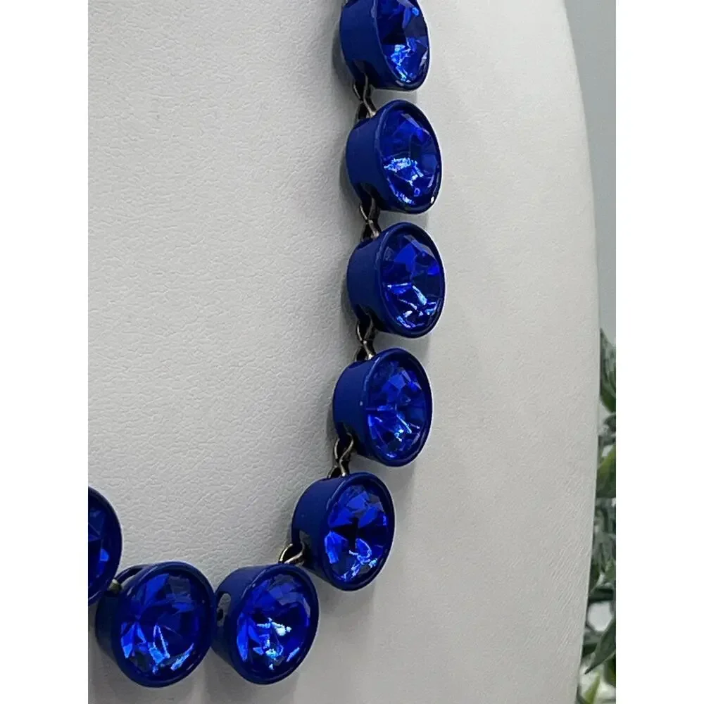 J. Crew Bright Blue‎ Brûlée Faceted Bezel Set Collar Rhinestone Necklace